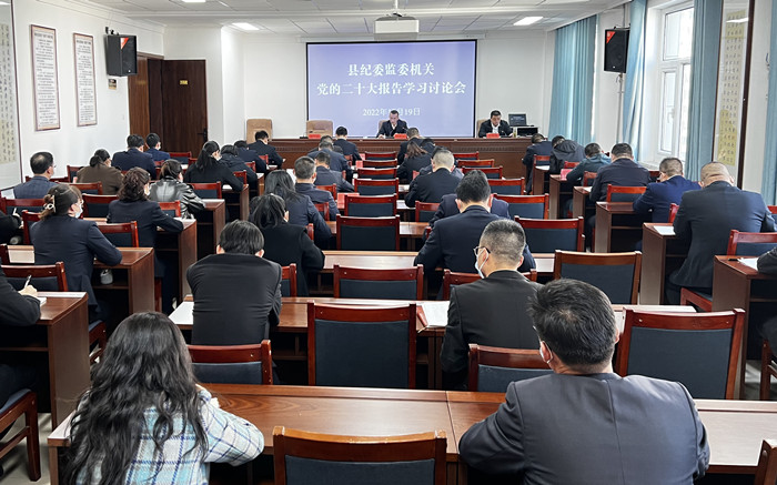 10月19日下午，陇西县纪委监委召开党的二十大报告学习讨论会，县纪委监委机关、县委巡察办、县作风办全体干部参加会议，5名纪检监察干部开展交流发言。.jpg